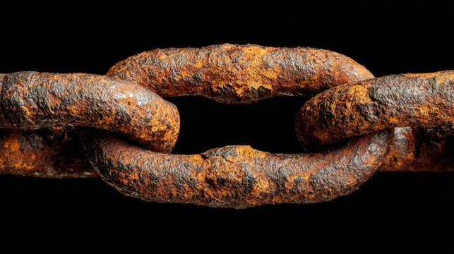 A heavily rusted metal chain game hero with textured, corroded surface