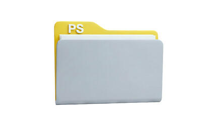 3D Folder with PS label on transparent background