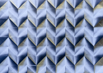 Folded spray painted colorful paper art, Japanese origami background texture, abstract geometric pattern artwork