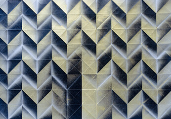 Folded spray painted colorful paper art, Japanese origami background texture, abstract geometric pattern artwork