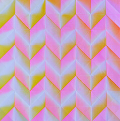 Folded spray painted colorful paper art, Japanese origami background texture, abstract geometric pattern artwork