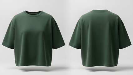 Plain green t-shirt displayed from front and back on a neutral background, representing casual apparel