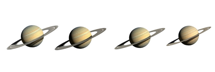 Set of Ringed Planet Saturn Illustrations, Oil Paint Style, Isolated on Transparent Background, PNG © khan