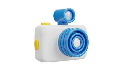 3D Cartoon Camera Icon on transparent background