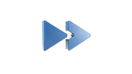 3D Blue Fast Forward Button Icon on transparent background
