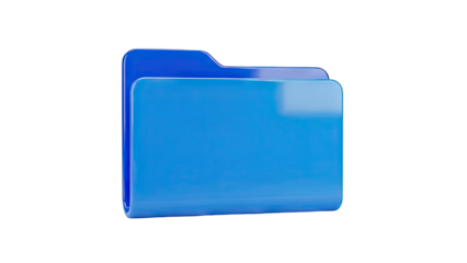 3D Blue Folder Icon on transparent background