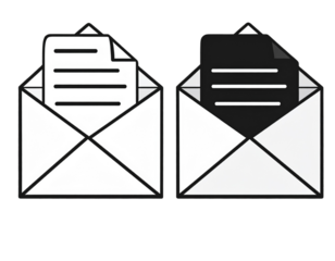 Open Email Envelope with Address Lines Vector Icon, Newsletter Signup Concept, Outline and Filled 