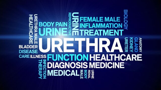 Urethra animated word cloud-text design animation tag kinetic typography seamless loop.