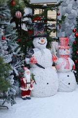 snowman and christmas tree