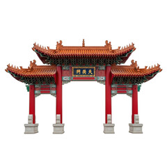 Fototapeta premium Ornate chinese gate isolated on transparent background