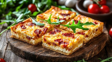 Close Up of Delicious Italian Pizza with Sun Dried Tomatoes