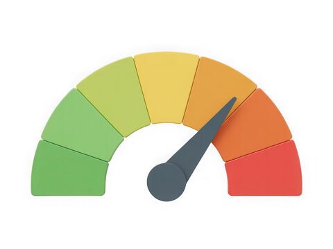 Colorful performance gauge 3D icon cut-out isolated on transparent background