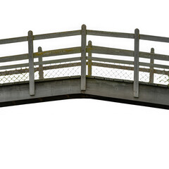 Obraz premium Wooden park bridge section isolated on transparent background