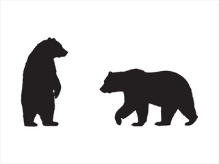 Fototapeta premium Black bear silhouette vector illustration walking bears and standing wildlife animal, Polar Bear Icon silhouette Set.