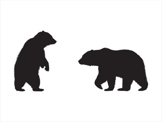 Fototapeta premium Black bear silhouette vector illustration walking bears and standing wildlife animal, Polar Bear Icon silhouette Set.