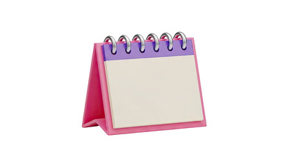 3D Blank Flip Desk Calendar with Pink and Purple Accent on transparent background