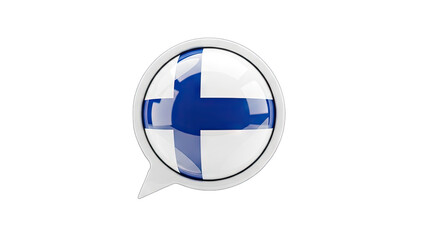 3D Finland Flag Speech Bubble Icon on transparent background