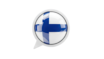3D Finland Flag Speech Bubble Icon on transparent background