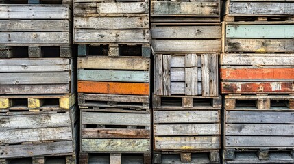 Weathered Wooden Crates Stacked High With Rustic Charm