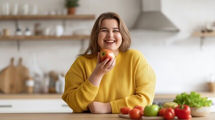 A happy child sits at the kitchen table enjoying a fresh salad, promoting healthy eating habits, balanced nutrition, and a positive relationship with food in a warm home environment.