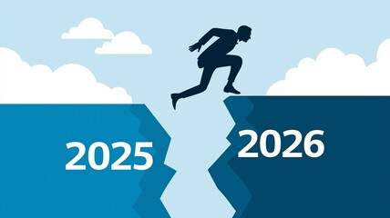 Businessman Jumping from 2025 to 2026 Concept