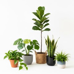 Obraz premium Assorted houseplants in various pots