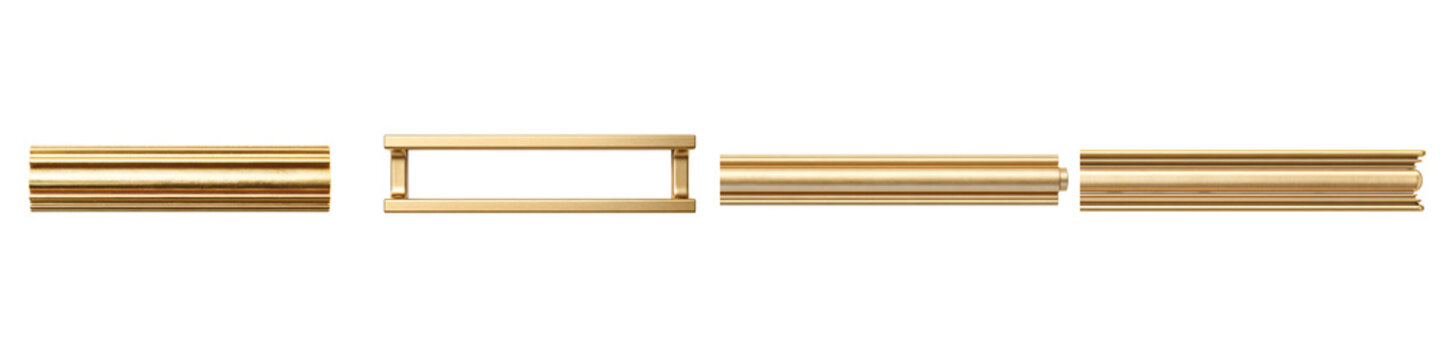 Collection of Golden Frame Mouldings on White Background