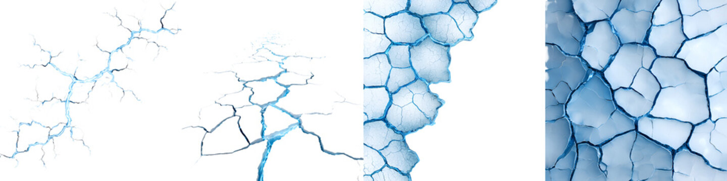 Cracked Ice Texture Set: Frozen Water Graphic Backgrounds for Design