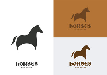 Elegant Horse Logo Design Vector Illustration