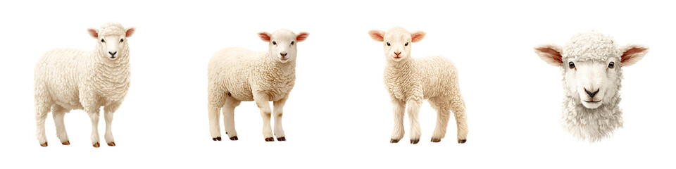 Obraz premium Adorable Lamb Collection - Standing, Baby, and Headshot