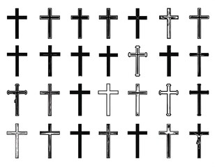 Collection of stylized Christian crosses, various designs