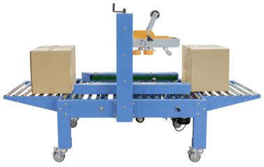 Blue mock up conveyor crate forming machine