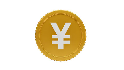 3D Golden coin with Yen symbol on transparent background