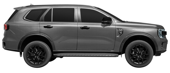 Side view gray black SUV car