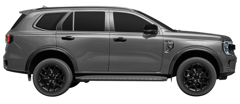 Side view gray black SUV car