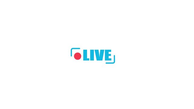Live Button icon animation. Animation of live button with white background, 4k simple live streaming icon animation.