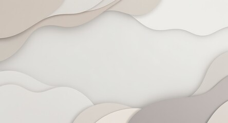 Soft beige and white abstract wavy shapes background