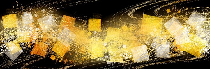 夜空背景と金銀砂子が輝く豪華,横長黒背景