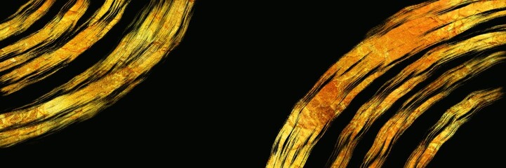 金色で波紋をブラシストロークを描いたお正月背景風横長黒背景