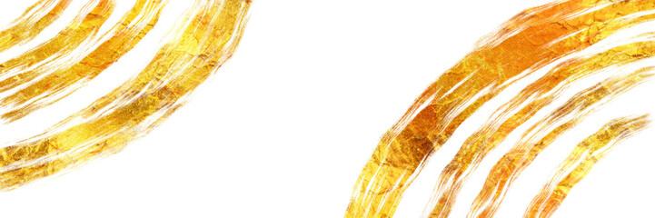 金色で波紋をブラシストロークを描いたお正月背景風横長透過背景