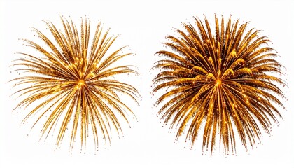 Fototapeta premium Golden Fireworks Isolated on White Background