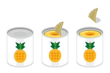 スライスパインの缶詰を開けるイラスト