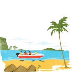 Textured Beach And Water Coastal Life & Ocean Scene Element - 486