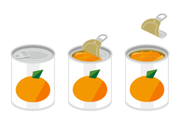 缶切り不要のミカンの缶詰を開けるイラスト