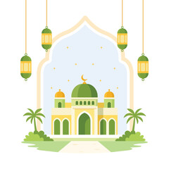 Fototapeta premium Islamic Mosque Illustration for Ramadan and Eid Celebration