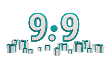 3D 9:9 Ratio with Gift Boxes on transparent background