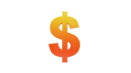Fototapeta premium 3D Dollar Sign Icon with Orange and Yellow Gradient on transparent background