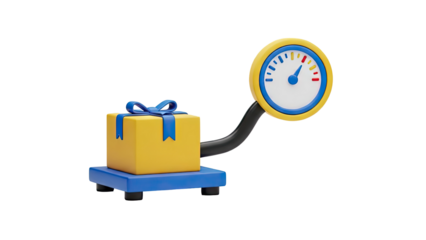 3D Gift box on scale on transparent background