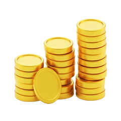 3d rendering stack gold coin set . 