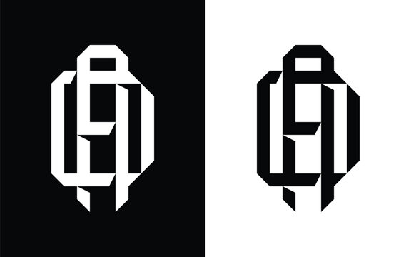 Abstract Geometric Monogram Logo in Black and White for Luxury Brand Identity, Modern Minimal Lettermark Vector Design